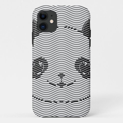 Panda Bear Face On Wave Pattern iPhone 11 Case