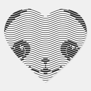 Panda Bear Face On Wave Pattern Heart Sticker