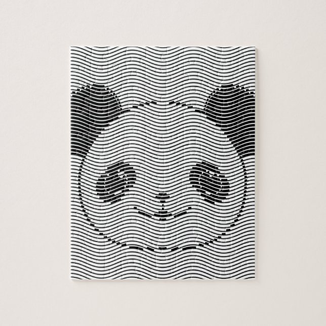 Panda Bear Face On Wave Pattern Jigsaw Puzzle (Vertical)