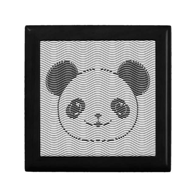 Panda Bear Face On Wave Pattern Keepsake Box (Front)
