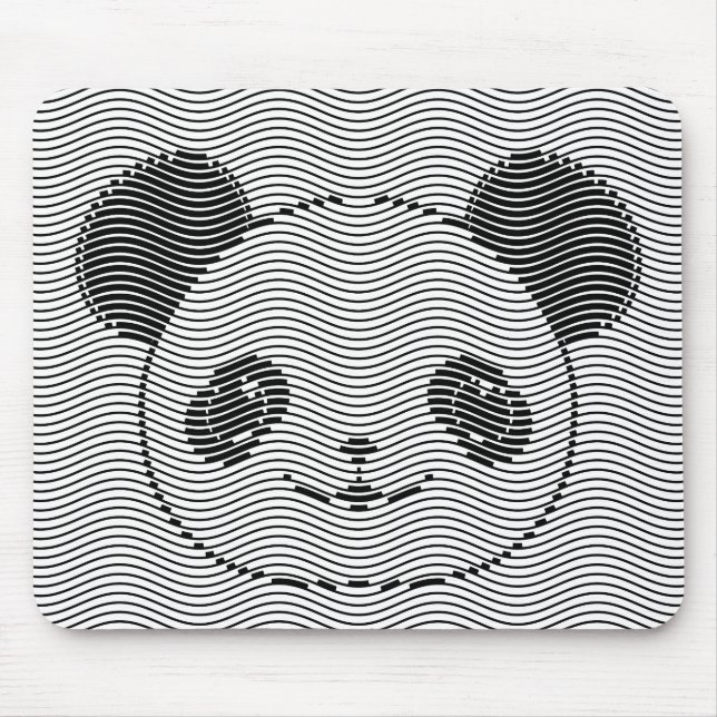 Panda Bear Face On Wave Pattern Mouse Pad (Front)