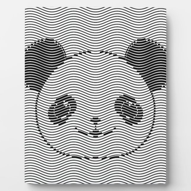 Panda Bear Face On Wave Pattern Plaque (Front)