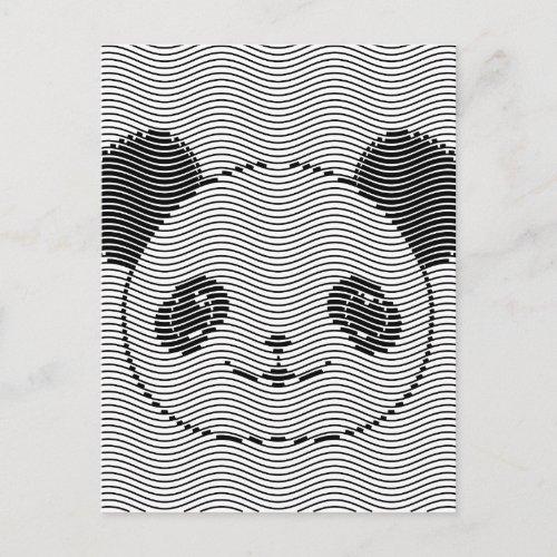 Panda Bear Face On Wave Pattern Postcard