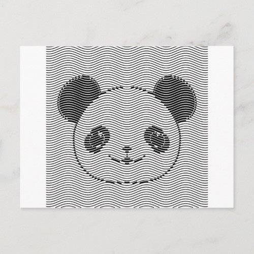 Panda Bear Face On Wave Pattern Postcard