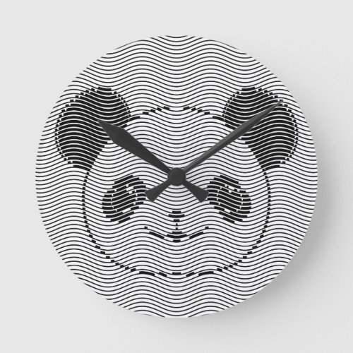 Panda Bear Face On Wave Pattern Round Clock