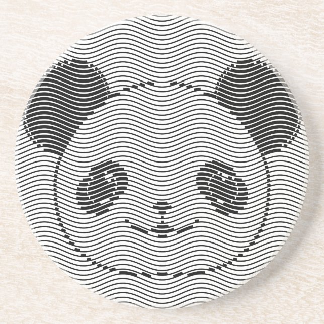 Panda Bear Face On Wave Pattern Sandstone Coaster (Front)