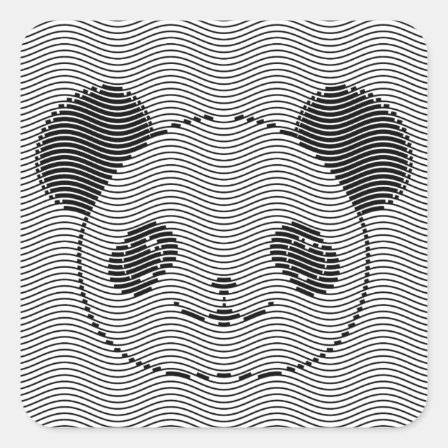 Panda Bear Face On Wave Pattern Square Sticker (Front)