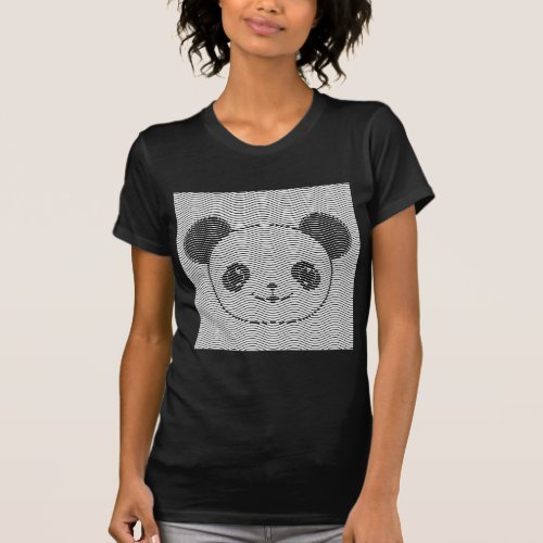 Panda Bear Face On Wave Pattern T_Shirt