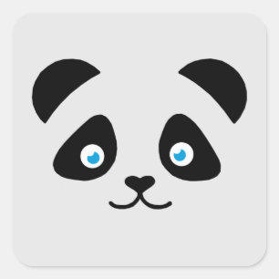 panda bear face square sticker