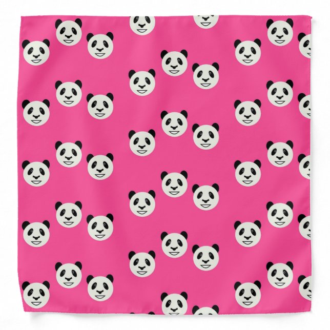 Panda bear faces on pink bandana (Front)