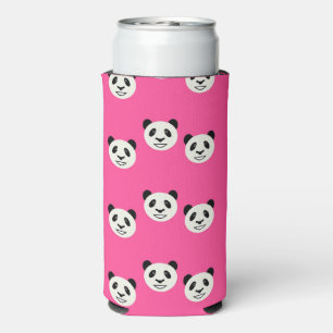 Panda bear faces on pink seltzer can cooler