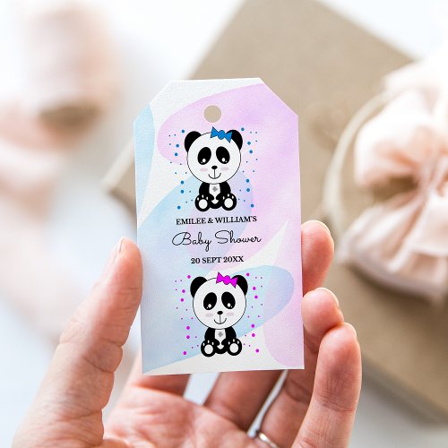 Panda Bear Girl and Boy Twins Gift Tags
