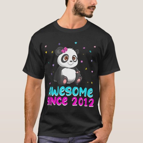 Panda Bear Girl Birthday Love Awesome Since 2012 T_Shirt