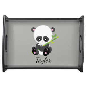 Panda Bear Gray and Black Serving Tray
