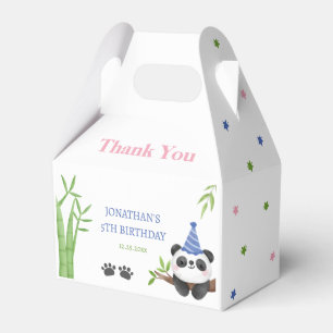 Panda Bear Green Bamboo Kids Birthday  Favor Boxes