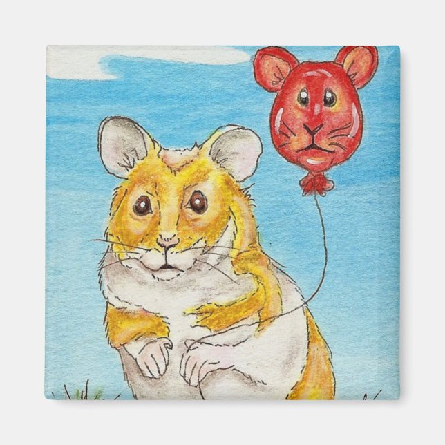 Panda Bear Hamster Balloon Art Magnet (Front)