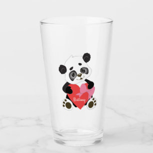 Panda Bear Heart Glass