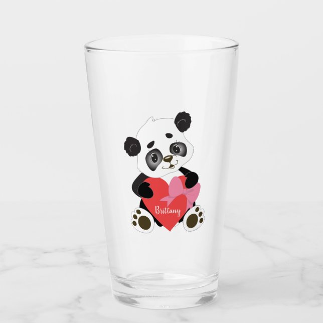Panda Bear Heart Glass (Front)