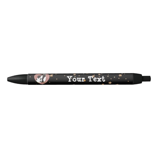 Panda Bear Heart Gold Stars Name Pen (Front)