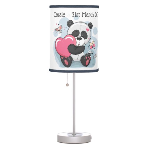 Panda Bear  Heart Table Lamp
