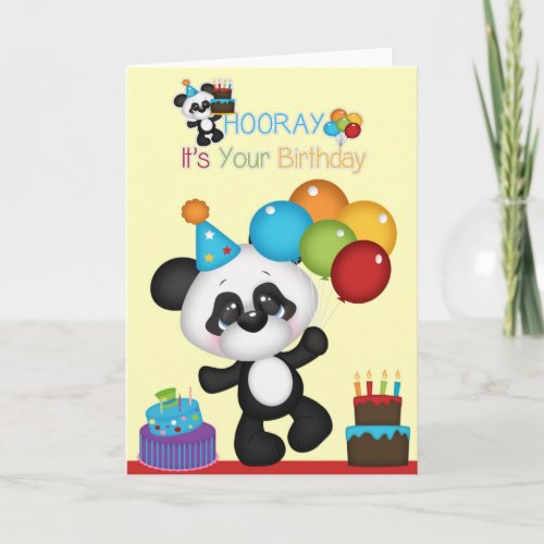 Panda Bear Hooray Its Your Birthday Card