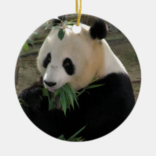 Panda Bear Hugs Ceramic Ornament