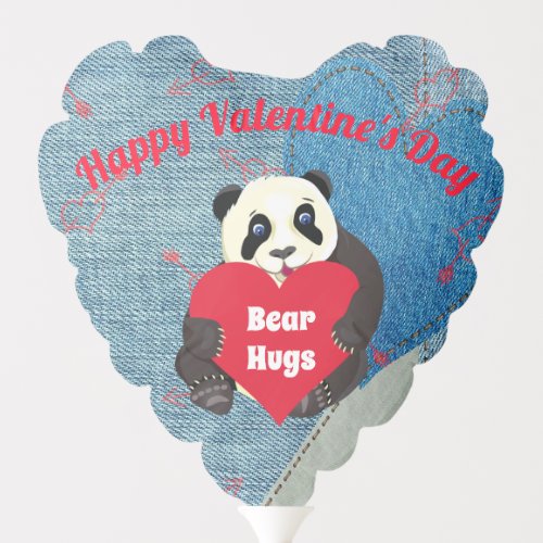 Panda Bear Hugs Happy Valentines Day Balloon