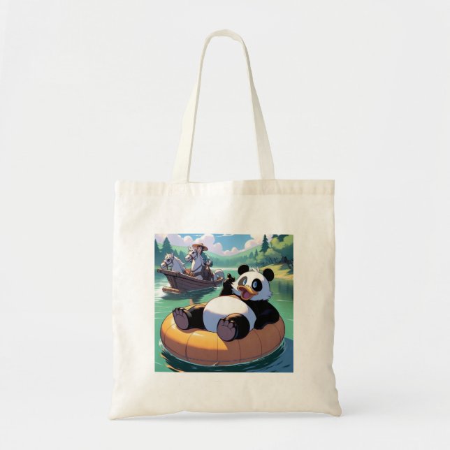 Panda bear in a pool shopping tote bag (Front)