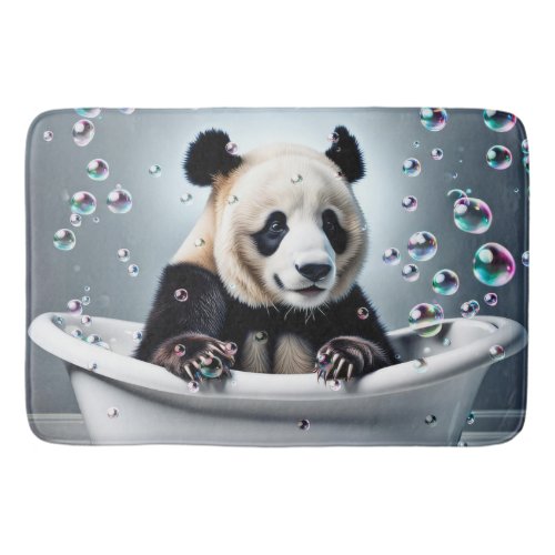 Panda Bear In Bubble Bath Bath Mat