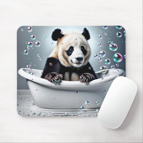 Panda Bear In Bubble Bath Mouse Pad