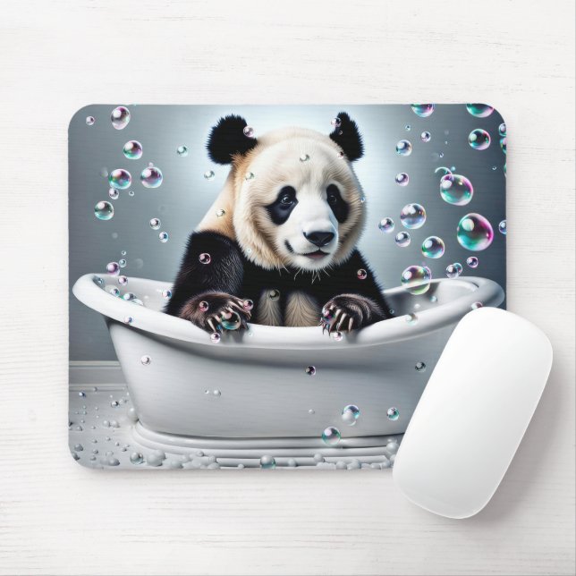 Panda Bear In Bubble Bath Mouse Pad (With Mouse)