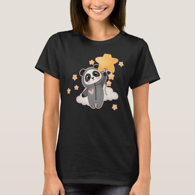 Panda Bear In Cute Pajamas T-Shirt (Front)