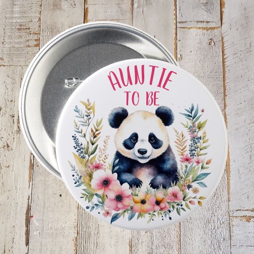 Panda Bear in Flowers Baby Shower Aunt to be Button