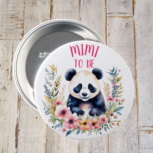 Panda Bear in Flowers Baby Shower Mimi to be Button
