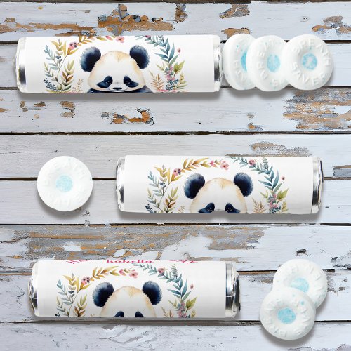 Panda Bear in Flowers Girls Birthday Girl Breath Savers Mints