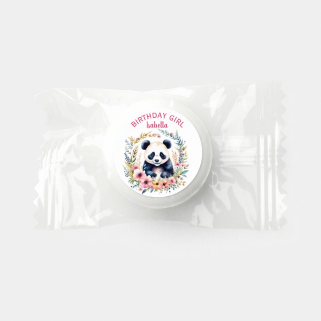Panda Bear in Flowers Girl's Birthday Girl Life Saver® Mints (Front)