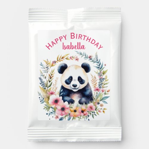 Panda Bear in Flowers Girls Birthday Personalized Hot Chocolate Drink Mix