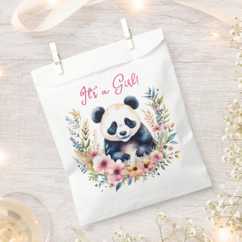 Panda Bear in Flowers Girls Its a Girl Favor Bag