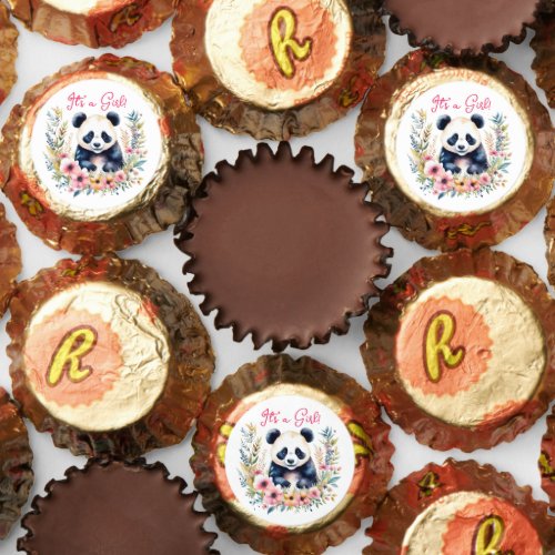 Panda Bear in Flowers Girls Its a Girl Reeses Peanut Butter Cups