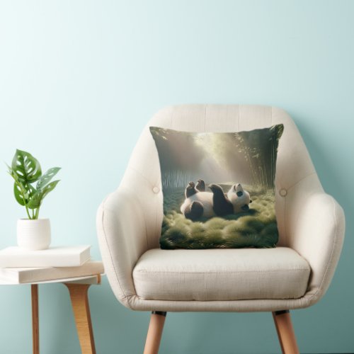 Panda Bear In Sunshine Throw Pillow