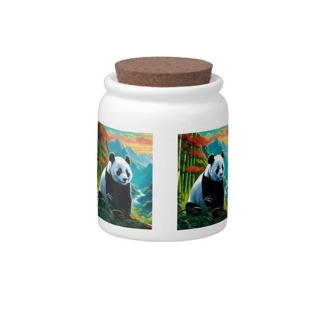 Panda Bear in the clouds Candy Jar (Back)