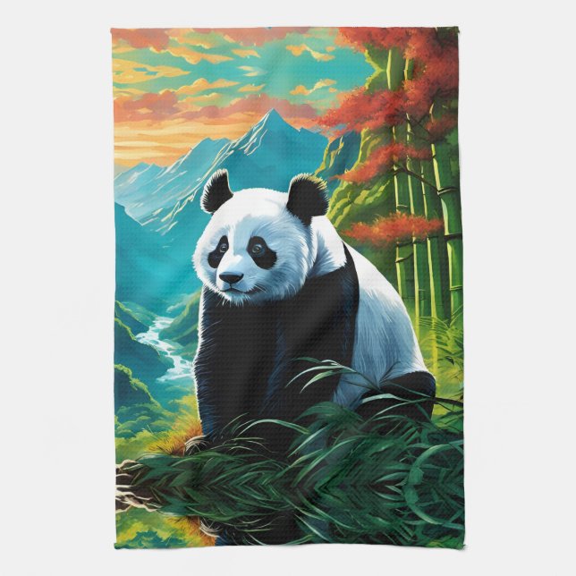Panda Bear in the clouds Kitchen Towel (Vertical)