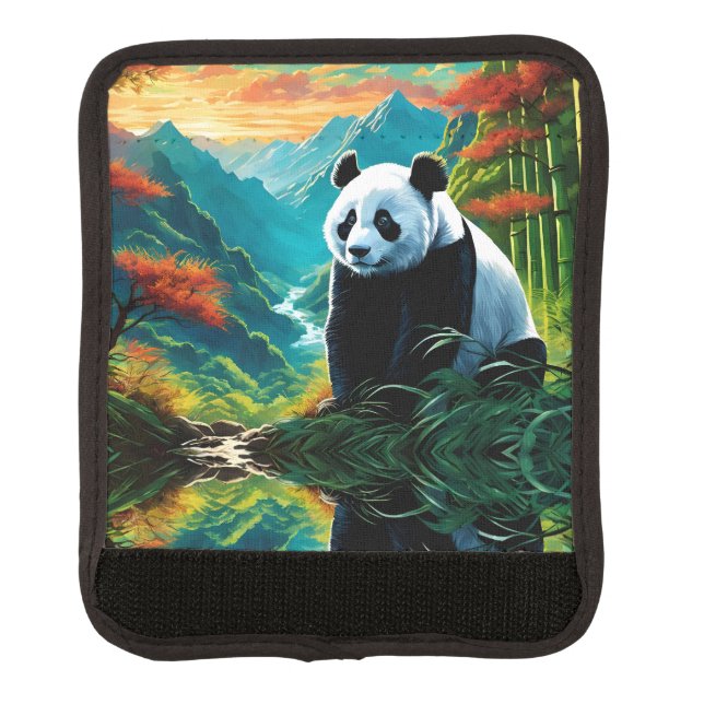 Panda Bear in the clouds Luggage Handle Wrap (Front)