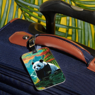 Panda Bear in the clouds Luggage Tag