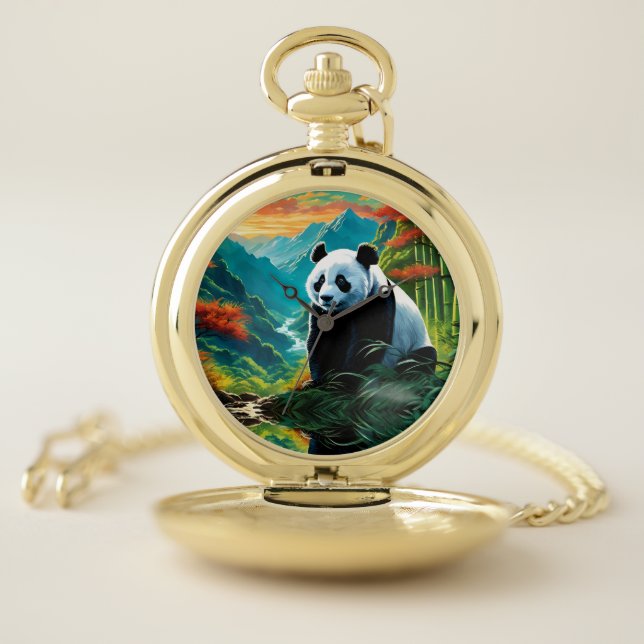Panda Bear in the clouds Pocket Watch (Inside)