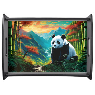 Panda Bear in the clouds Serving Tray