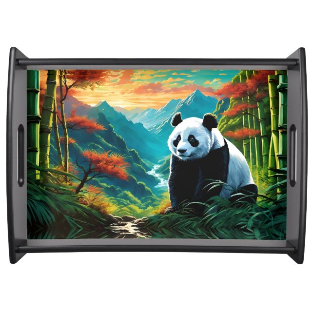 Panda Bear in the clouds Serving Tray (Front)