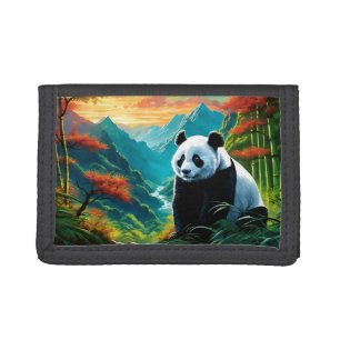 Panda Bear in the clouds Tri-fold Wallet