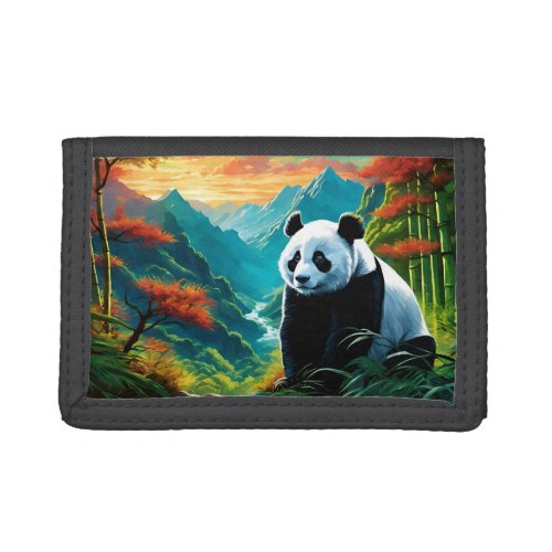 Panda Bear in the clouds Trifold Wallet