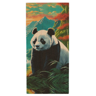 Panda Bear in the clouds Wood Flash Drive